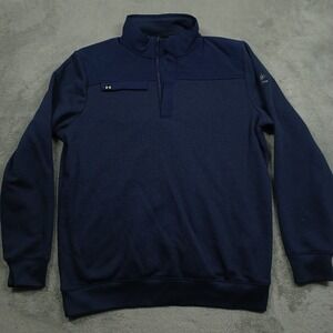 Under Armour Sweater Mens Large Blue 1/4 Zip Pullover Fleece Storm Golff
